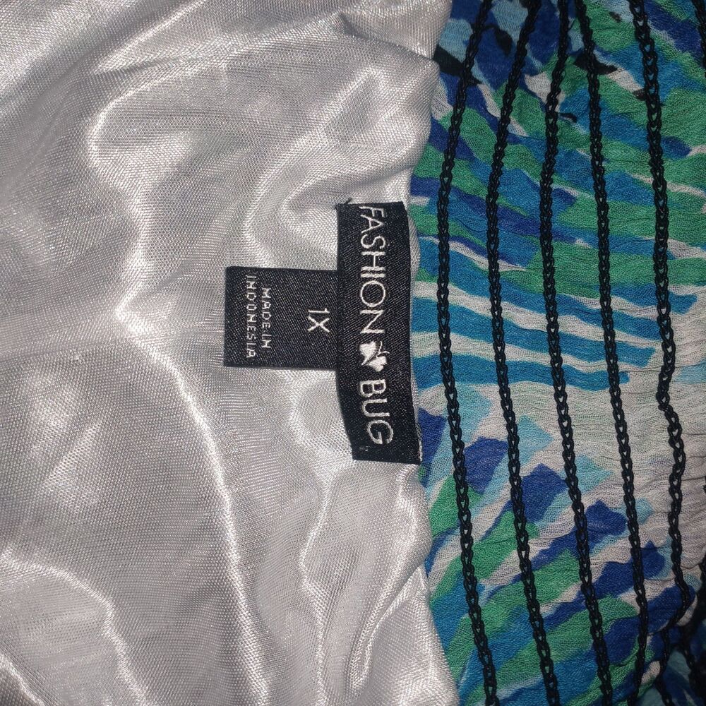 Fashion Bug Multicolored Multilayered Skirt Size 1X Blue, Green Black White
